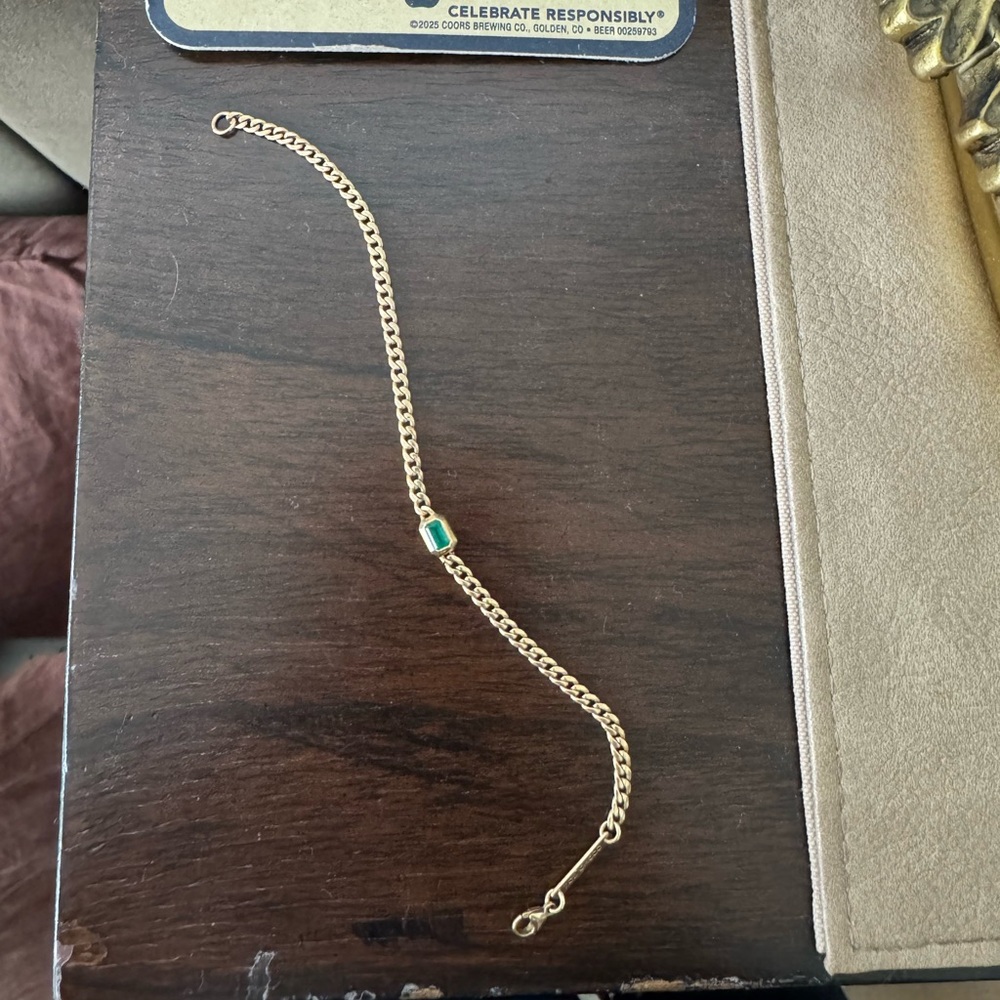 ZOË CHICCO 14k Gold Curb Chain Emerald Bracelet - 7" Chain - Picture 5 of 6